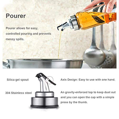 GuDoQi Oil and Vinegar Dispenser Bottles Set 300ml and 500ml Glass Olive Oil Bottle with Pour Spout, Leak-Proof and Drip-Free, Cooking Oil Container with Measuring for Kitchen and BBQ - Thumbnail 4