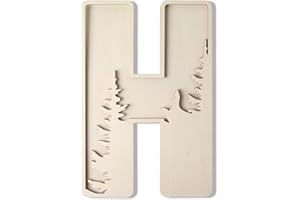 LONGAN CRAFT Woodland Layered Wooden Letters 12 Inch, Boho Large Wooden Name Signs for Nursery Big Paintable Wooden Letter H Cutout Wood Forest Letters Alphabet for Wall Decor Baby Name Kids Room Wall Art