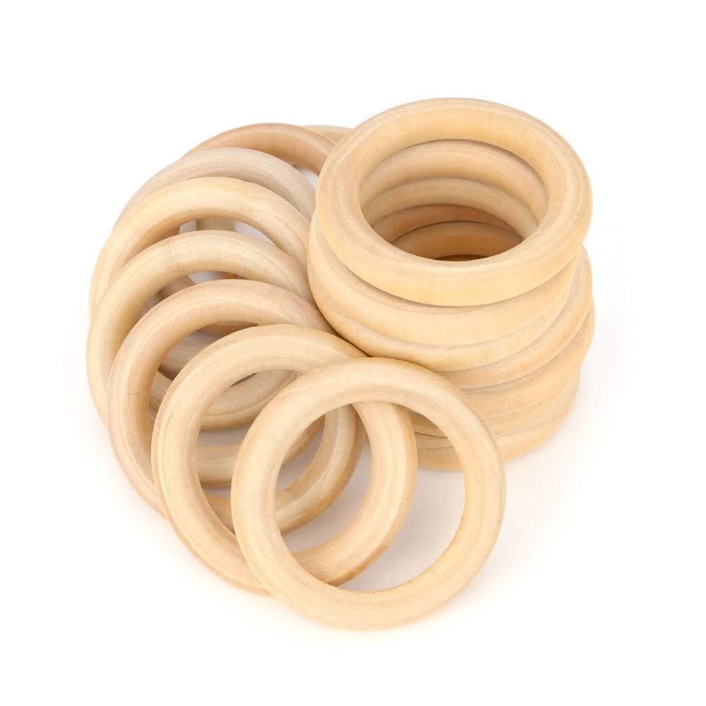 RUBY Wooden Ring, Wooden Ring for 16 Pieces Crafts DIY Craft Ring Pendant and Connector Jewellery Making Baby Toy Personenling Breed (68 MM-1)