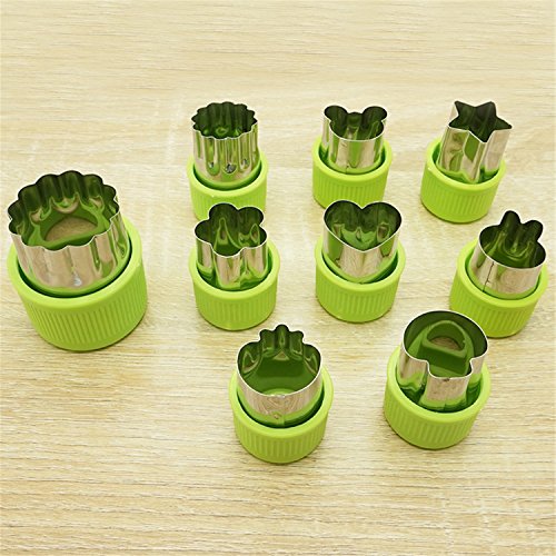 FantasyDay 9Pcs Vegetable Cutter Shapes Set for Kids, Fruit and Cookie Stamps Mold Pastry Cutters Cheese Presses Flower Star Heart Animals Stamp Mold Decorating Tools For Halloween& Christmas #1