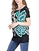 Allegra K Women Short Batwing Sleeve Flower Pattern Tunic Shirt L Turquoise
