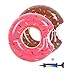 Buringer 2 Packs Donut Pool Float with Hand Pump,Inflatable Swimming Ring 70CM for Children Kids 3-10 Years (Strawberry & Chocolate)