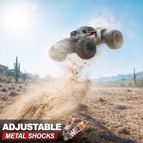 RC Cars 1:14 4WD Off-Road RC Monster Truck High Speed 40 km/h, 4x4 Remote Control Car with 2 Rechargeable 1300mAh Batteries and 2 Sets of Tires for Adults & Boys