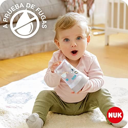 Copo de aprendizagem para bebês nuk magic cup | +8 meses | 230ml | aro à prova de derramamento de 360° para beber de qualquer lado | à prova de vazamentos | sem bpa e lavável | leão (azul) | 2 unidades