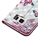 Firefish Galaxy S7 Edge Leather Case, TPU Magnetic Closure Ultra Slim Case Folio Kickstand Card Slots Holder Cover[Wrist Strap] Cash Full-Body Protective Cover for Samsung Galaxy S7 Edge-Butterfly
