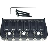 KAISH Black 6 String Guitar Fixed Bridge Electric Guitar Hardtail Bridge for Strat/Tele Guitars