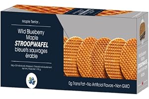 Maple Terroir Wild Blueberry Maple Stroopwafels 1190g Caddy | 35 Stroopwafels x 34g Each Stroopwafel | Sweetened with Pure Ma