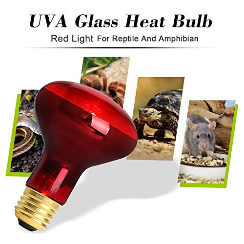 OMAYKEY 75W Infrared Spot Heat Lamp Bulb Red Light Glass Heating Lamps Bulbs for Lizard Snake Chameleon Bearded Dragon Aquarium Reptile & Amphibian - 2 Pack