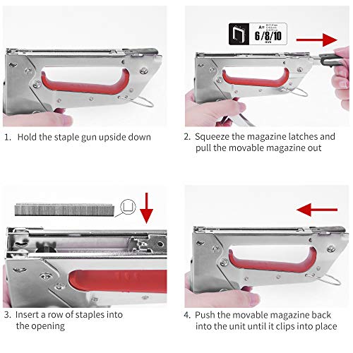 Hand Staple Gun Kit, KeLDE Light Heavy Duty Stapler Tacker fit JT21 Staples, Includes 1500pcs 1/4, 5/16, 3/8 Inch Staples Set