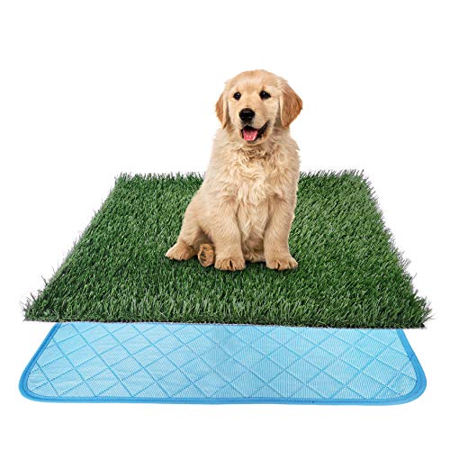 Dog Grass Pee Pads 2 Packs, Artificial Grass Turf Dog Grass Mat and Washable Puppy Grass Pee Pad
