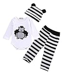 3pcs/Set Newborn Baby Boys Girls Animal Long Sleeve T-shirt Tops Pants Hat Outfits
