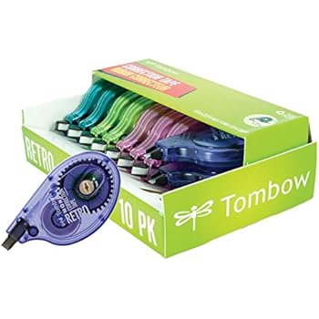 Tombow 68723 MONO Retro Correction Tape, Assorted Colors, 10-Pack. Colorful, Easy To Use Applicator for Instant Corrections