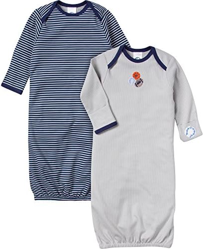 Childrenswear Baby Boys Clothes Cotton 2 Pack Sleepwear Gowns, Sports, 0-6 Months