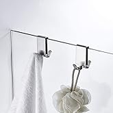 thumbnail image 2 of Simtive 7-Inch Over Door Hooks For Frameless Shower Doors - No Drill Towel Hooks, 2-Pack, Silver 2 of 6
