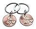 Double Keychain Set 2012 Penny Keychains With Heart Around Year, 13 Year Anniversary