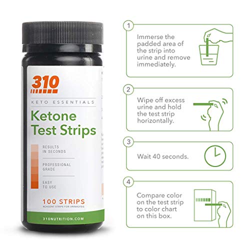 Ketone Testing Strips by 310 Nutrition (100 Strips) Test Ketosis Levels During Low Carb Keto