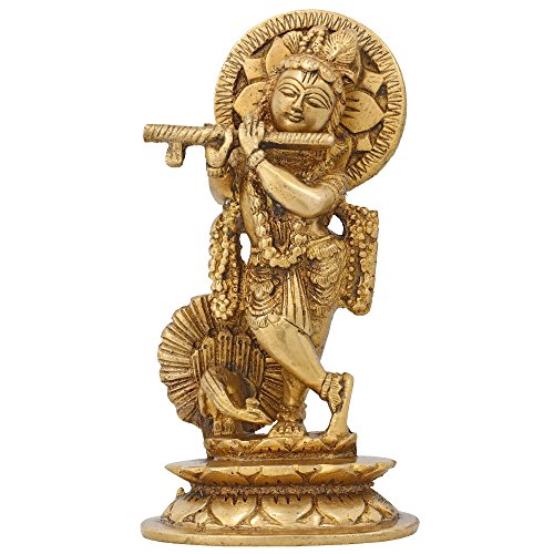 Statue krishna playing flute sculpture figurine hindu d…