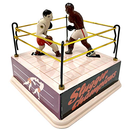 Classic Vintage Clockwork Wind Up Boxing Ring Boxers Children Kids Tin Toys with Key