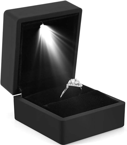 YEKKU LED Ring Box, Storage Case Holder LED Light Ring Box Square