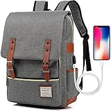 UGRACE Vintage Laptop Backpack with USB Charging