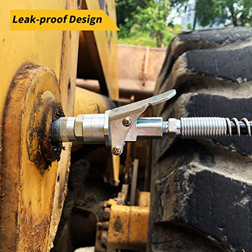 UTOOL Grease Gun Coupler, Grease Gun Tips Fast to Lock and Release, Heavy Duty 10000 PSI Grease Fitting 1/8'' NPT Fits All Types of Grease Gun