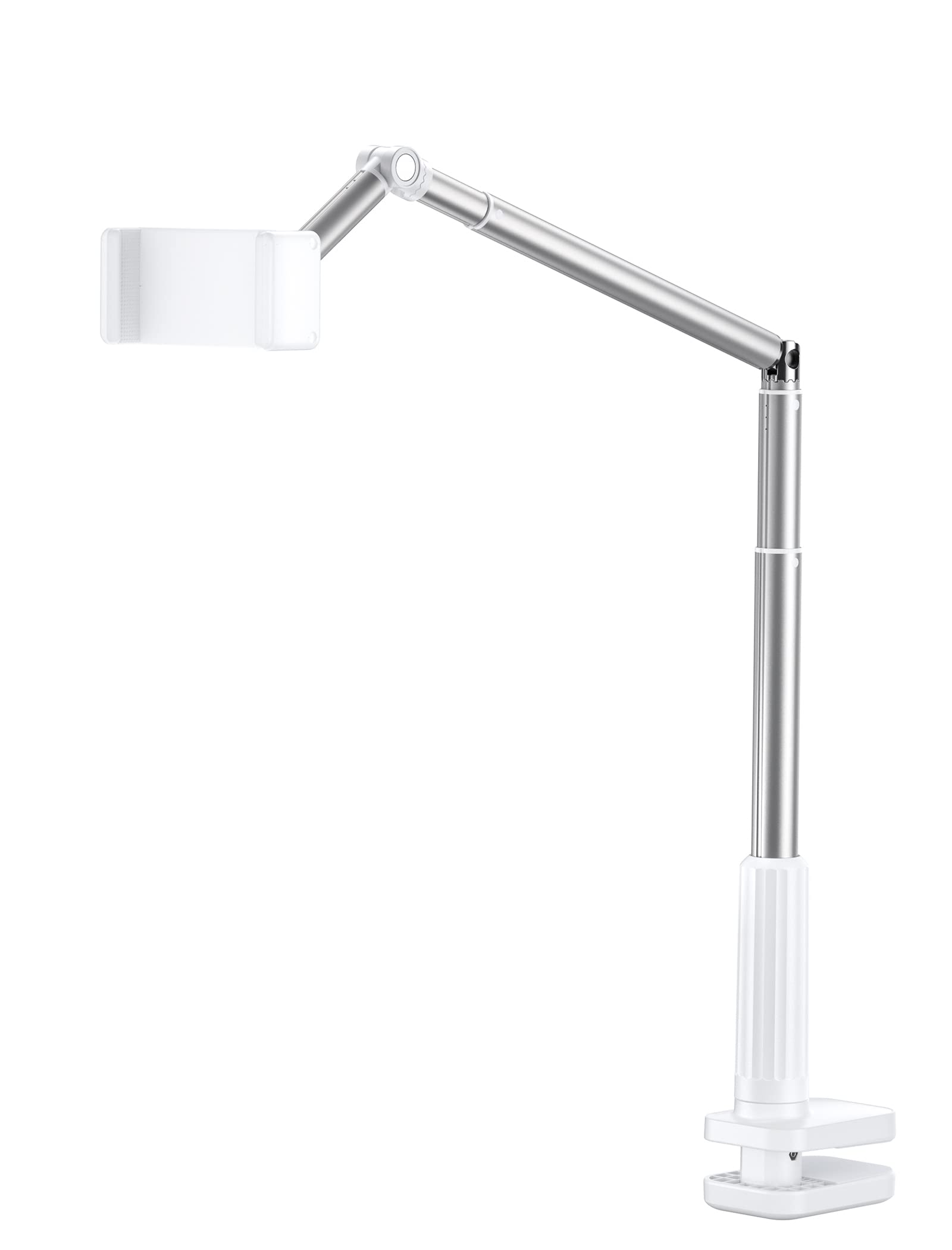 Photo 1 of JSAUX Phone Holder for Desk and Bed Compatible with iPhone 16 15 14 13 12 Overhead Phone Mount Gooseneck Phone Stand Flexible 360 Lazy Long Arm Clamp Clip for Table Bedside [1-Pack, White]