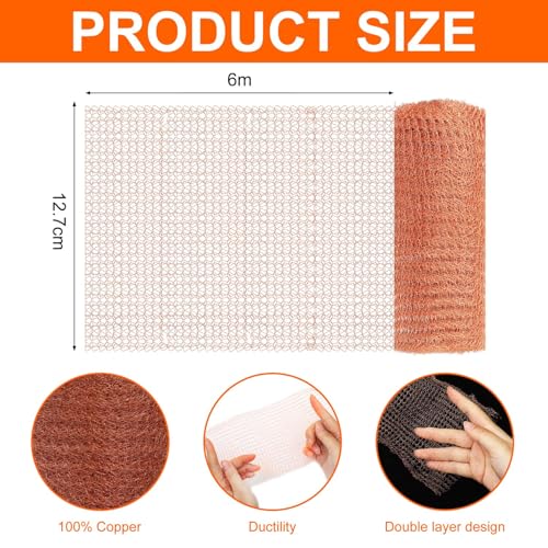 WUFANC 2 Volumes Copper Netting, 12.7cm x (10M+6M), Anti Snail Netting for Vegetable Garden, Raised Bedspread, Double Layer Mesh Copper Mesh Snails to Cut, Suitable for Garden, Balcony