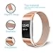 Tecson Fitbit Charge 2 Bands, Stainless Steel Metal Milanese Bracelet Strap Replacement Wrist band with Magnet Lock for Fitbit Charge 2, Rose Gold and Black, 2 Piece