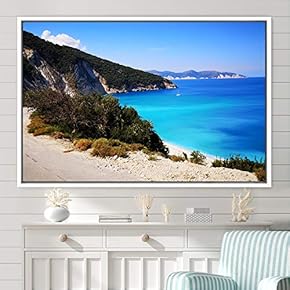 signwin Framed Canvas Wall Art Coastal Scenery Aerial...