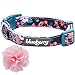 Blueberry Pet 5 Patterns Spring Made Well Elegant Floral Print Dog Collar in Sleek Black with Detachable Pink Flower Accessory, Small, Neck 12