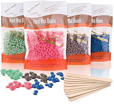 Leaflai Hard Wax Beads 4x100g Painless with 10 Applicators Full Body