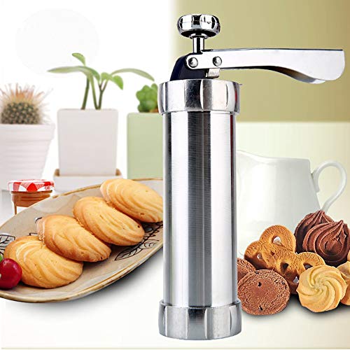 Cookie Press Gun Kit, Stainless Steel Biscuit Maker Cookies Press DIY Baking Decoration Supplies for Cookies Cake Cheese Dessert Decorative Tools with 20 Discs and 4 Icing Tips Cookie Maker Press - Thumbnail 4
