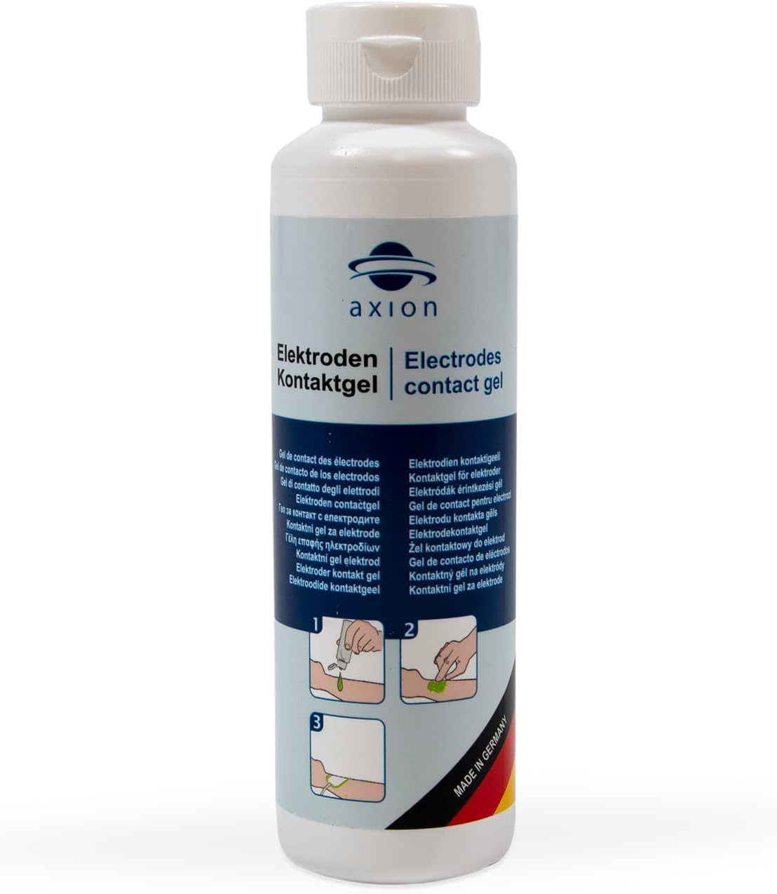Axion Electrode Contact and Cleansing Gel - 250ml. Cleanses Skin and Improves the Transmission Capabilities of TENS EMS Stimulation. Quality and Safety Tested