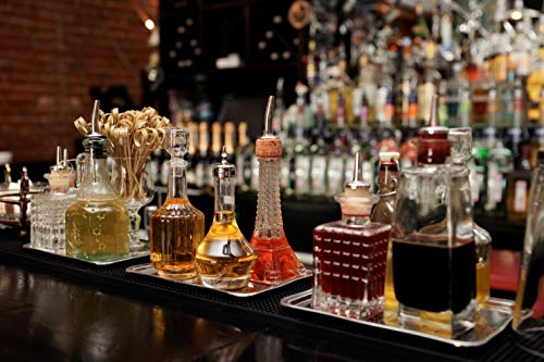 Cocktail Bitters Bottle - Vintage Square Glass Design with Cork and Stainless Steel Dasher Top - 3-ounces Professional Bar Set Accessory Tool for Making Craft Cocktails - Thumbnail 2