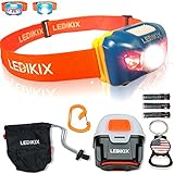 LED Headlamp Flashlight Head Light Lamp Kit Hands-Free Set Comfortable Bright White Red Night Modes, Magnetic Lantern Box, Hook, Keychain Bottle Opener, 3 AAA Batteries, Black Carry Bag by Ledikix