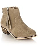 ROF Petty-02 Women's Fashion Western Inspired Almond Pointy Toe Vegan Stacked Heel Ankle Booties