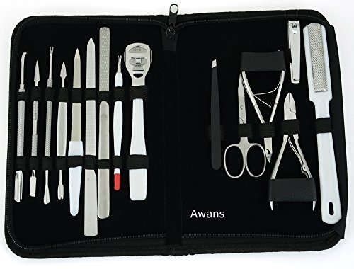 Awans Manicure Kit, Nail Clipper, Nipper Cutter, Foot Files, Nail Pushers, Pedicure, Nail Scissors Set Zipper Bag (Ideal for Gifting)15 in 1