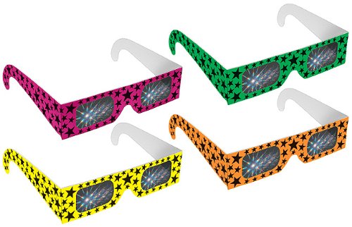 Rainbow Symphony Diffraction Fireworks Glasses - Neon Stars, Package of 25