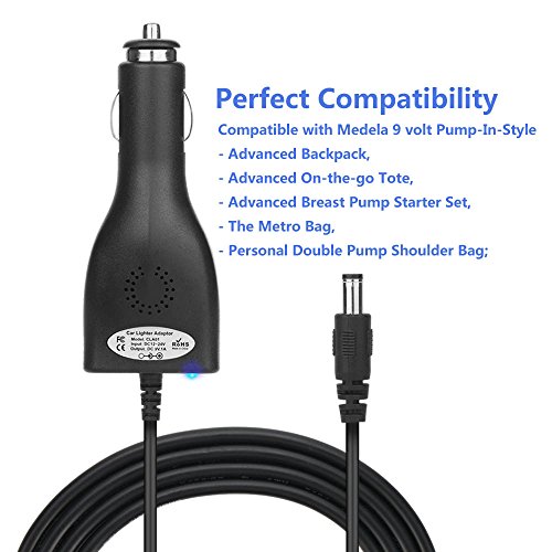 Meagoes 9 Volt Breast Pump Vehicle Car Lighter Adapter Compatible for