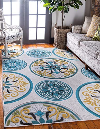 Unique Loom Outdoor Modern Collection Area Rug (4' 1" x 6' 1" Rectangle, Cream/ Black) at Amazon