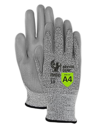 MAGID Griffin Gear GPD452 Work Gloves, ANSI A4 Cut Resistant, Polyurethane Grip…