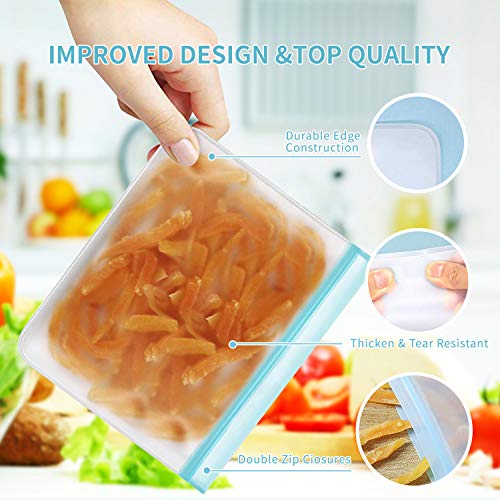 sherry 12 Pack Reusable Ziplock Bags, (4 Reusable Sandwich Bags+6 Reusable Snack Bags +2 Reusable Lunch Bags Bread Box Plastic Bag Alternative Reusable Food Storage Bags - Thumbnail 2
