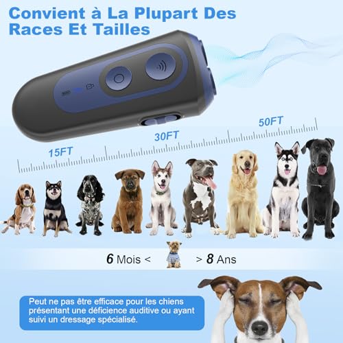 Anti Barking Dog, Powerful Ultrasonic Dog Breeding Detractor with 3 Modes, Deterrent Bark Control Range 15 m with 30 Day Battery Life, Portable Anti-Bark Device