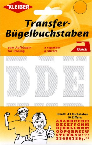 Kleiber 3,5 cm x 2,5 cm Buchstaben und Zahlen zum Aufbügeln, weiß