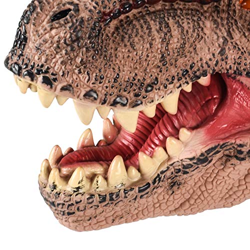 DLseego Dinosaur Hand Puppets Toys Soft Rubber Realistic Spines Dragon Role Play Toy for Kids and Adult-Tyrannosaurus-Brown