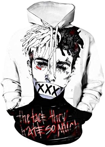MCCKLE Unisex RIP Xxxtentacion Hoodie 3D Printed Street Rap Sweatshirt Cool Hip Hop Pullover