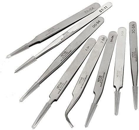 Vetus Straight Pointed/Curved Tweezers Eyelash Extensions Stainless Steel ST (TS-13 (120mm, Straight))