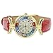 Glass Of Venice Murano Glass Millefiori Watch with Leather Band - Red Multicolor