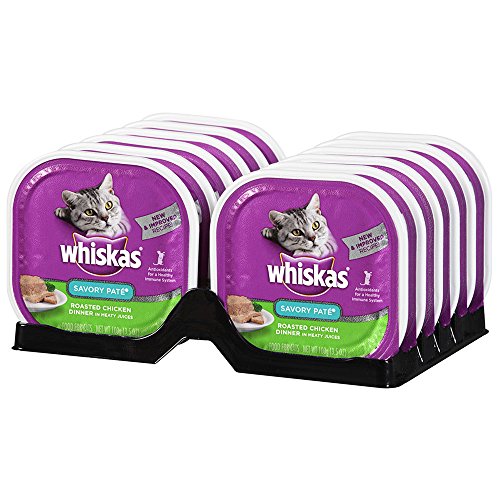 WHISKAS SAVORY PATE Roasted Chicken Dinner Wet Cat Food Trays 3.5
