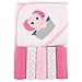 Luvable Friends Hooded Towel and 5 Washcloths, Pink Elephant primary